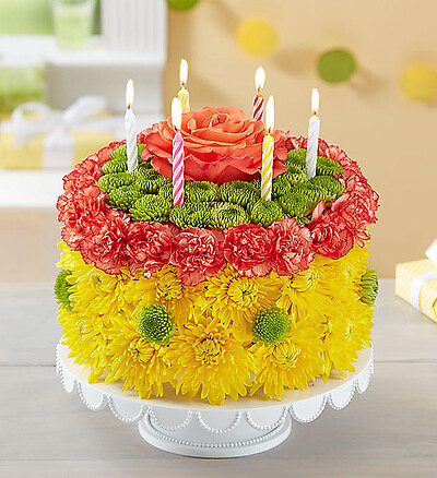 Birthday Wishes Flower Cake&amp;trade; Yellow